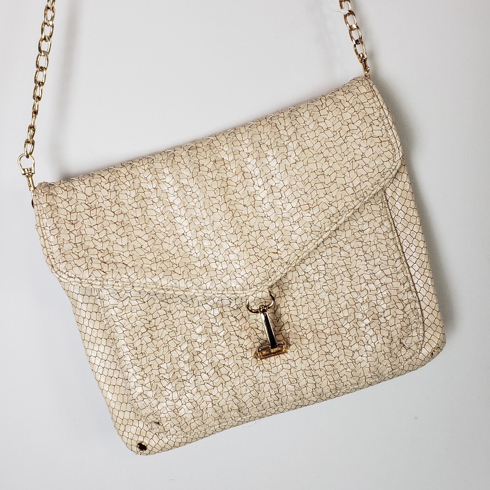 Ivory Woven Envelope Clutch Purse